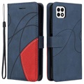 Bi-Color Series Samsung Galaxy A22 5G, Galaxy F42 5G Wallet Case - Blauw