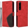 Bi-Color Series Sony Xperia 1 III Wallet Case - Rood