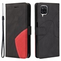 Bi-Color Series Samsung Galaxy A12 Wallet Case - Zwart