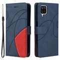 Bi-Color Series Samsung Galaxy A12 Wallet Case - Blauw