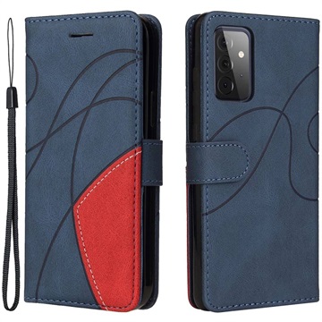 Bi-Color Series Samsung Galaxy A72 5G Wallet Case - Blauw