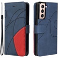 Bi-Color Series Samsung Galaxy S21 5G Wallet Case - Blauw