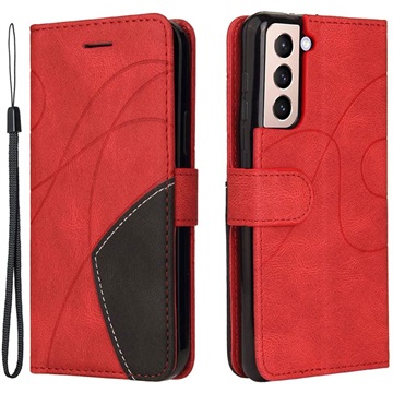 Bi-Color Series Samsung Galaxy S21 5G Wallet Case - Rood