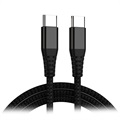 Gevlochten Power Delivery USB Type-C GaN Oplaadkabel - 1m, 65W - Zwart