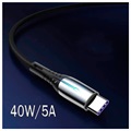 Gevlochten USB 3.1 Type-C Data / Oplaadkabel - 5A/40W - 2m - Zwart