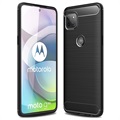 Motorola Moto G 5G Geborsteld TPU Hoesje - Koolstofvezel - Zwart