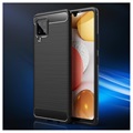Samsung Galaxy A42 5G Geborsteld TPU Hoesje - Koolstofvezel