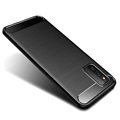 Samsung Galaxy F52 5G Geborsteld TPU Hoesje - Koolstofvezel - Zwart