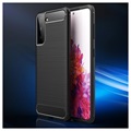 Samsung Galaxy S21 5G Geborsteld TPU Hoesje - Koolstofvezel
