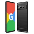 Google Pixel 7 Pro Geborsteld TPU Hoesje - Koolstofvezel - Zwart