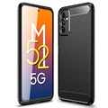 Samsung Galaxy M52 5G Geborsteld TPU Hoesje - Koolstofvezel - Zwart