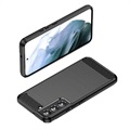 Samsung Galaxy S22 5G Geborsteld TPU Hoesje - Koolstofvezel - Zwart