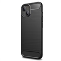 iPhone 13 Mini Geborsteld TPU Hoesje - Koolstofvezel - Zwart