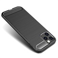 iPhone 12/12 Pro Geborsteld TPU Hoesje - Koolstofvezel - Zwart