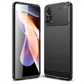 Xiaomi Poco X4 Pro 5G Geborsteld TPU Hoesje - Koolstofvezel - Zwart
