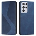 Zakelijke stijl Samsung Galaxy S21 Ultra 5G Wallet Case - Blauw