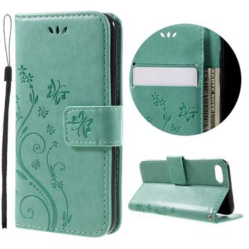 iPhone 7/8/SE (2020)/SE (2022) Butterfly Series Wallet Case - Cyaan