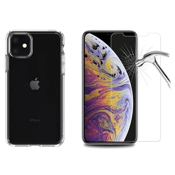 iPhone 11-hoesje met 2x schermbeschermer van gehard glas - 9H