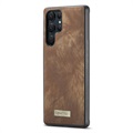 Caseme 2-in-1 Multifunctioneel Samsung Galaxy S22 Ultra 5G Portemonnee Hoesje - Bruin