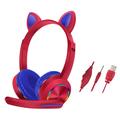 Cat Ears AKZ-020 Bedrade koptelefoon met kabel voor kinderen / Gaming-koptelefoon met microfoon - Rood