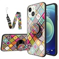Geruit Patroon iPhone 14 Hybrid Case - Kleurrijke Mandala