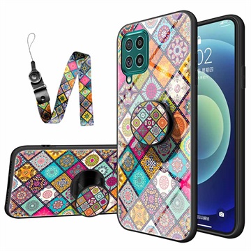 Checkered Pattern Samsung Galaxy A12 Hybride Hoesje - Kleurrijke Mandala