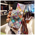 Geruit Patroon Samsung Galaxy S21 5G Hybrid Case - Kleurrijke Mandala