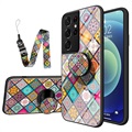 Geruit Patroon Samsung Galaxy S21 Ultra 5G Hybrid Case - Kleurrijke Mandala