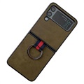 Samsung Galaxy Z Flip4 5G Gecoat Hoesje met Metalen Ring - Groen