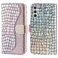 Croco Bling Series Samsung Galaxy A34 5G Portemonnee Hoesje - Rose Gold