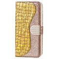 Croco Bling Series Samsung Galaxy S22 5G Wallet Case - Goud