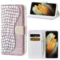 Croco Bling Series Samsung Galaxy S22 Ultra 5G Wallet Case - Rose Gold