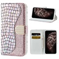 Croco Bling Series iPhone 12 Pro Max Wallet Case - Rose Gold