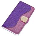 Croco Bling Series iPhone 14 Pro Max Wallet Case - Paars