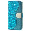 Croco Bling Series iPhone 14 Wallet Case - Blauw