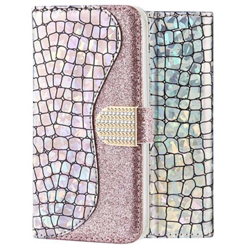 Croco Bling iPhone X / iPhone XS Portemonnee Hoesje
