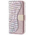 Croco Bling iPhone X / iPhone XS Portemonnee Hoesje