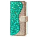 Croco Bling Series iPhone 13 Mini Wallet Case - Groen