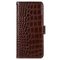 Crocodile Series Samsung Galaxy Xcover6 Pro Wallet Leren Hoesje met RFID - Bruin