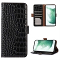 Crocodile Series Motorola Moto G32 Wallet Leren Hoesje met RFID - Zwart