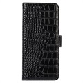 Crocodile Series Motorola Moto G62 5G Wallet Leren Hoesje met RFID - Zwart