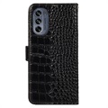 Crocodile Series Motorola Moto G62 5G Wallet Leren Hoesje met RFID - Zwart