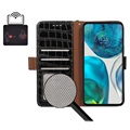 Crocodile Series Motorola Moto G62 5G Wallet Leren Hoesje met RFID - Zwart