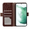 Crocodile Series Samsung Galaxy S21 FE 5G Wallet Leren Hoesje met RFID - Bruin
