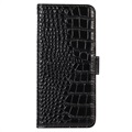 Crocodile Series Samsung Galaxy M33 Wallet Leren Hoesje met RFID - Zwart