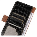Crocodile Series Samsung Galaxy M33 Wallet Leren Hoesje met RFID - Zwart