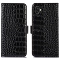 Crocodile Series Samsung Galaxy Xcover6 Pro Wallet Leren Hoesje met RFID - Zwart
