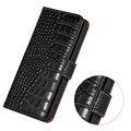 Crocodile Series Samsung Galaxy Xcover6 Pro Wallet Leren Hoesje met RFID - Zwart