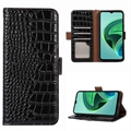 Crocodile Series Motorola Moto E32 Wallet Leren Hoesje met RFID - Zwart