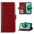 Crocodile Series Motorola Moto E32 Wallet Leren Hoesje met RFID - Zwart